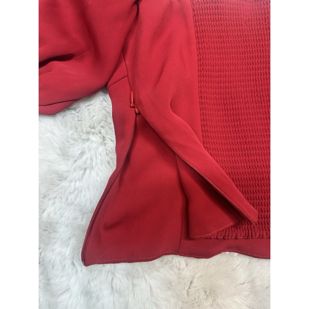 Wilfred Women's Novella Blouse Small Red Sweetheart Neck Smock Puff Sleeve - Picture 9 of 16